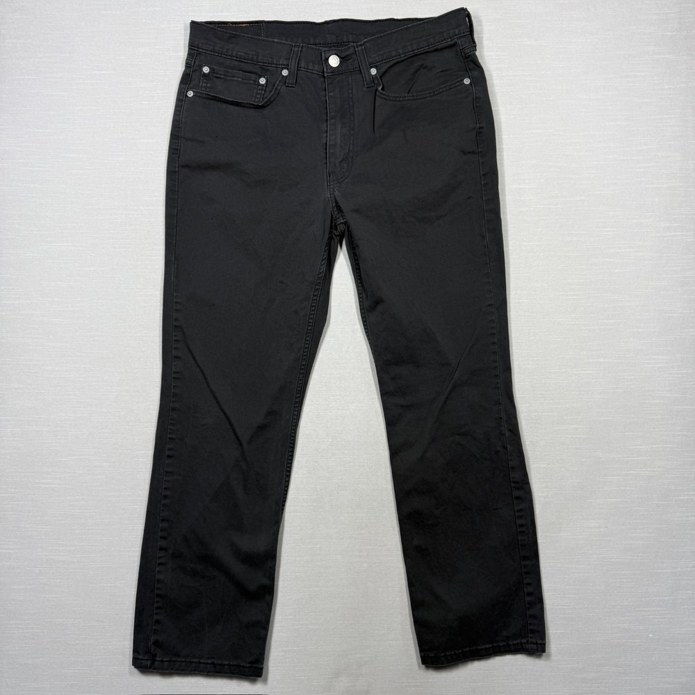 Levis 514 Jeans Mens‎ 34X30 (Fits 34X28) Black Straight Stretch Jeans